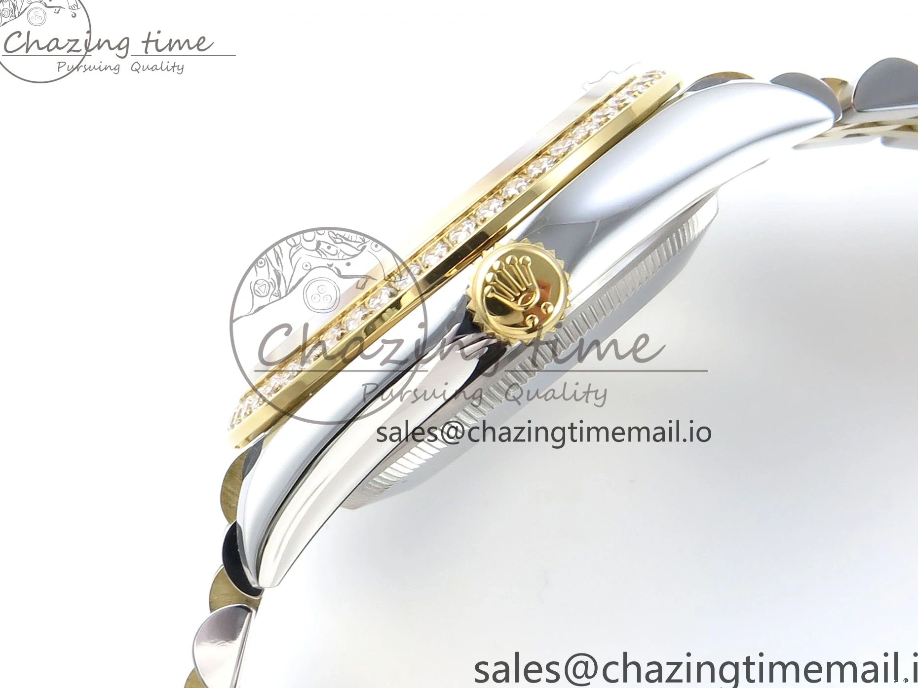 MiroTime 0109 Stretchable DateJust 36 126283RBR EWEF Best Edition Black Diamonds Dial on SS YG Jubilee Bracelet A 634